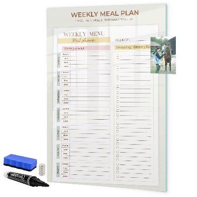 Dry erase board magnetic Meal plan for each week