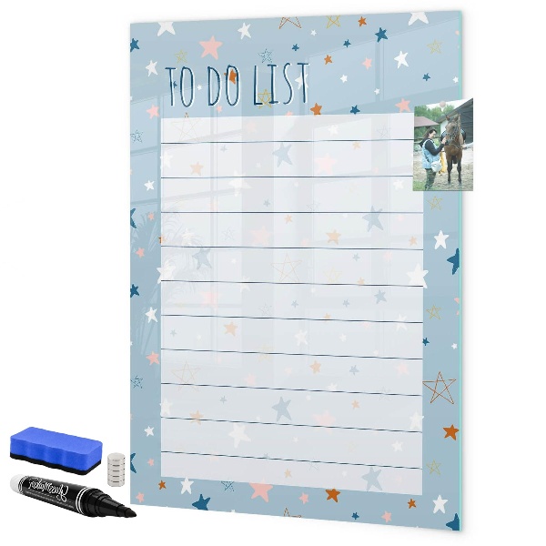 Magnetic dry erase board To-do list with space for photos