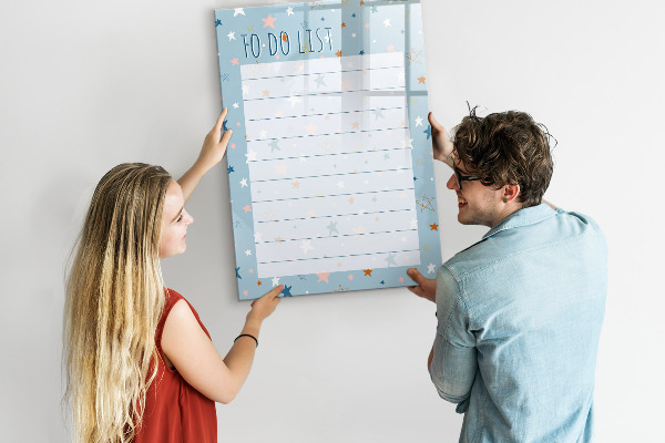 Magnetic dry erase board To-do list with space for photos