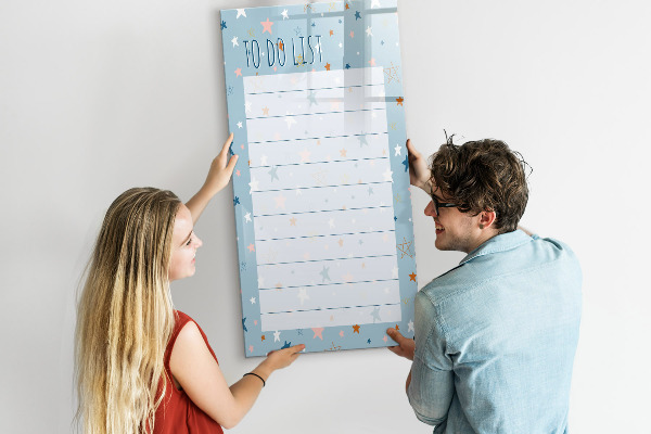 Magnetic dry erase board To-do list with space for photos