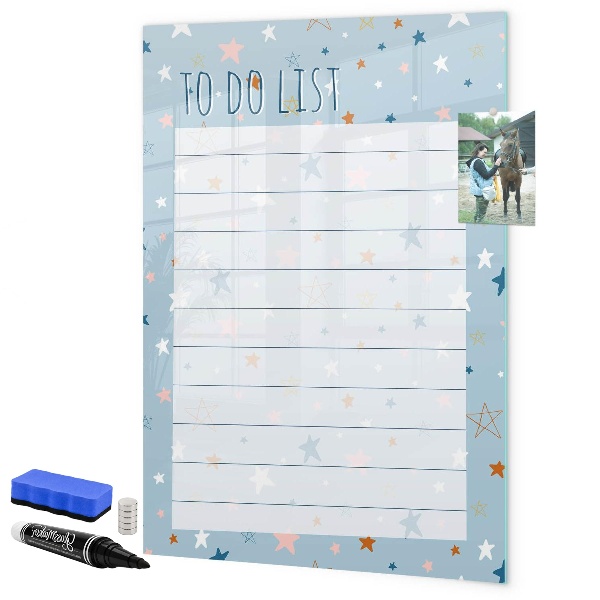 Magnetic dry erase board To-do list with space for photos