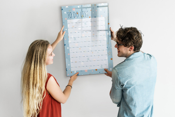 Magnetic dry erase board To-do list with space for photos