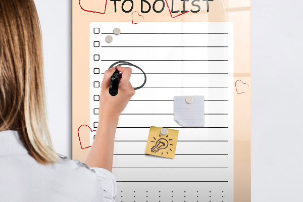 Dry erase board magnetic To-do list with space for photos