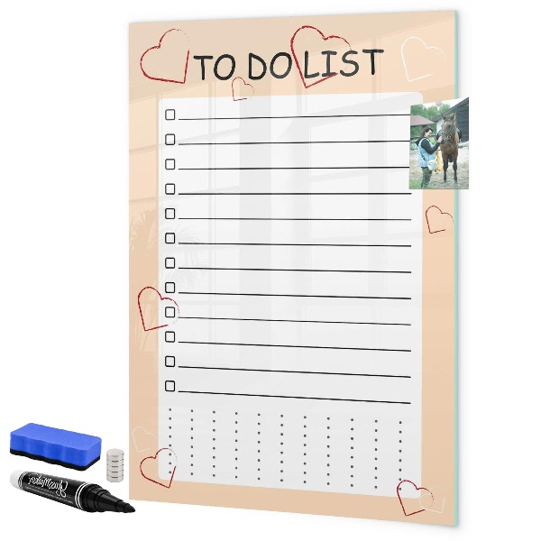 Dry erase board magnetic To-do list with space for photos