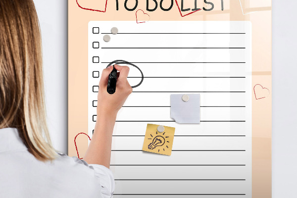 Dry erase board magnetic To-do list with space for photos