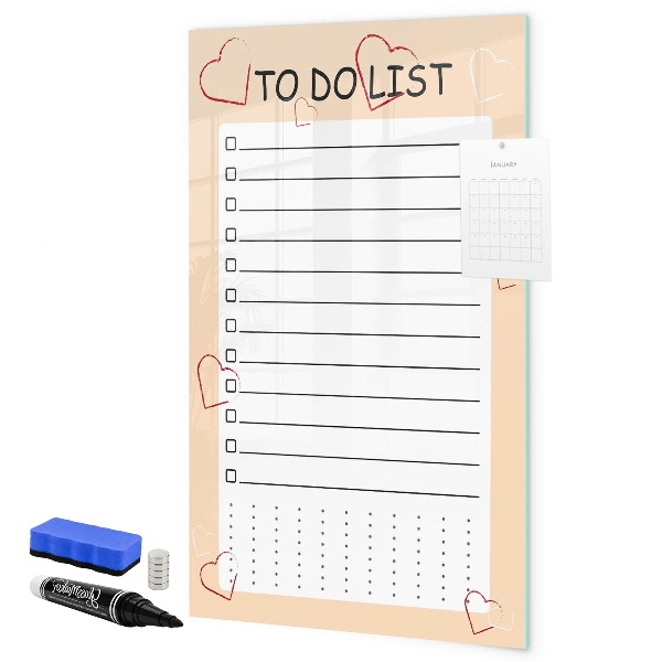 Dry erase board magnetic To-do list with space for photos