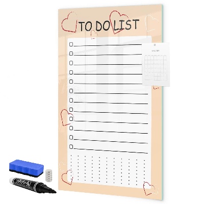 Dry erase board magnetic To-do list with space for photos