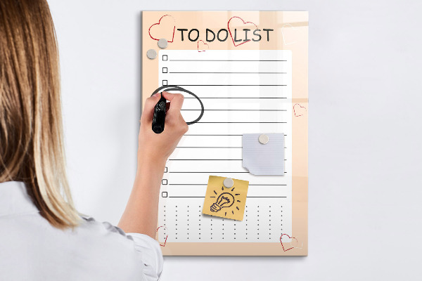 Dry erase board magnetic To-do list with space for photos