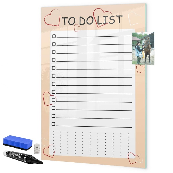 Dry erase board magnetic To-do list with space for photos