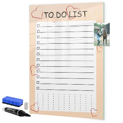 Dry erase board magnetic To-do list with space for photos