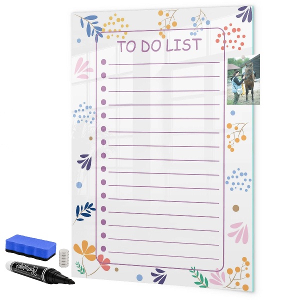 Magnetic dry erase board A colorful board for notes and photos