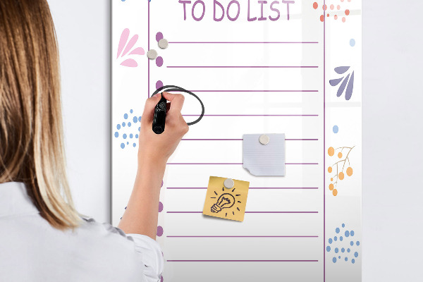 Magnetic dry erase board A colorful board for notes and photos