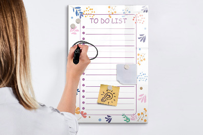 Magnetic dry erase board A colorful board for notes and photos