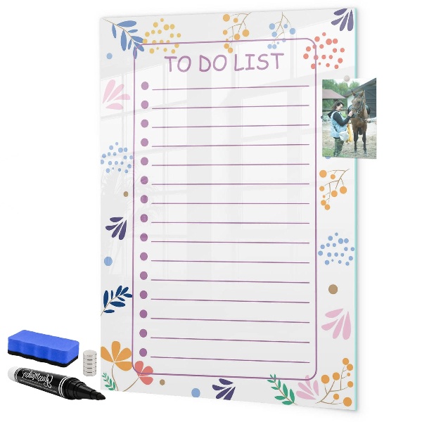 Magnetic dry erase board A colorful board for notes and photos