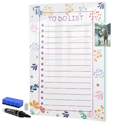 Magnetic dry erase board A colorful board for notes and photos