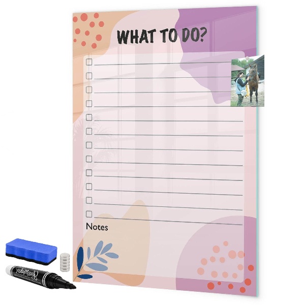 Dry erase board magnetic Planner with space for photos