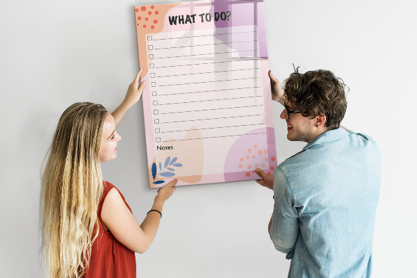Dry erase board magnetic Planner with space for photos