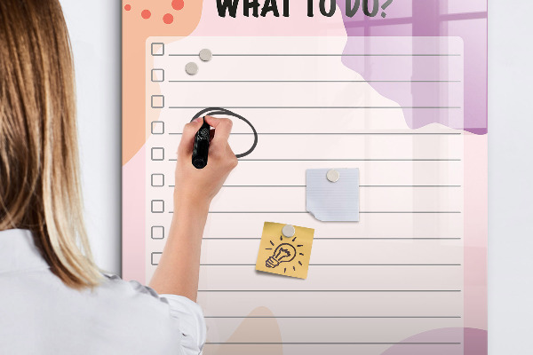 Dry erase board magnetic Planner with space for photos