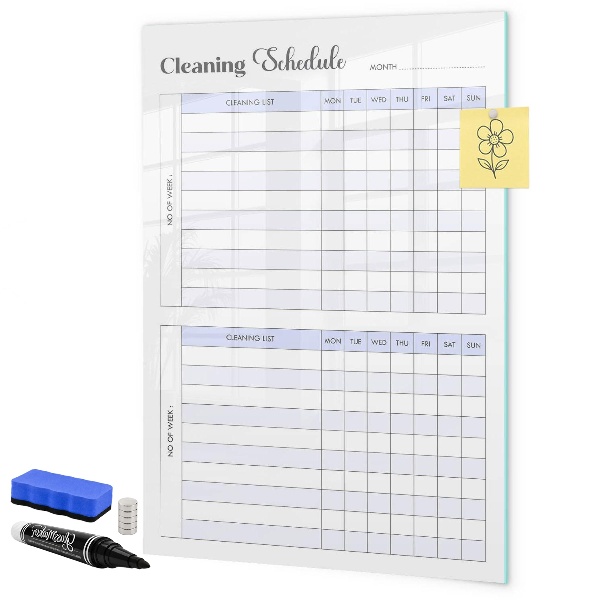 Dry erase board magnetic Monthly cleaning schedule