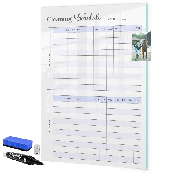 Dry erase board magnetic Monthly cleaning schedule