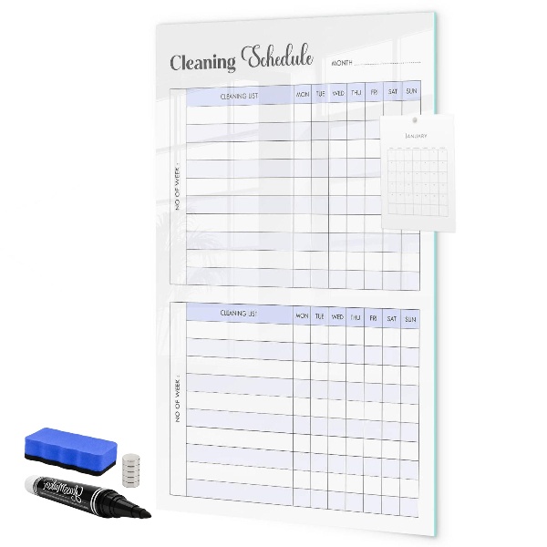 Dry erase board magnetic Monthly cleaning schedule