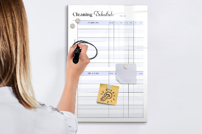 Dry erase board magnetic Monthly cleaning schedule