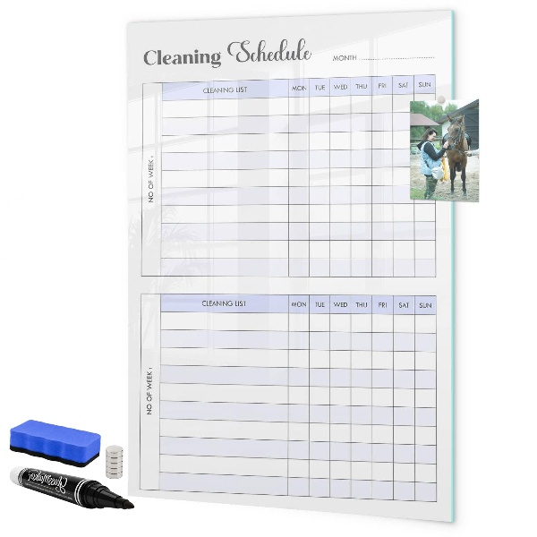 Dry erase board magnetic Monthly cleaning schedule