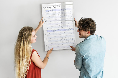 Dry erase board magnetic Monthly cleaning schedule