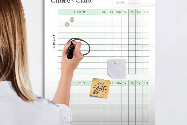 Magnetic dry erase board Household chores planner for the family