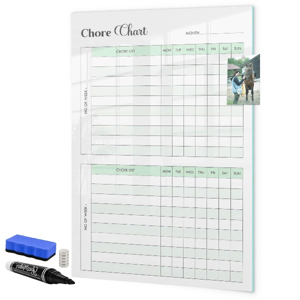 Magnetic dry erase board Household chores planner for the family