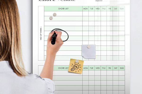 Magnetic dry erase board Household chores planner for the family