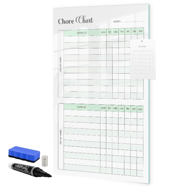 Magnetic dry erase board Household chores planner for the family