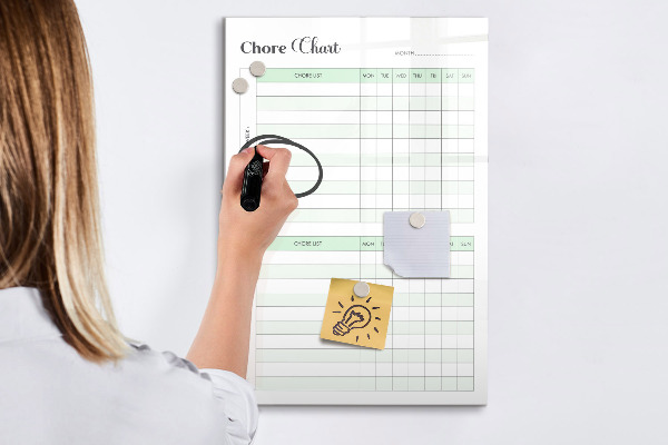 Magnetic dry erase board Household chores planner for the family