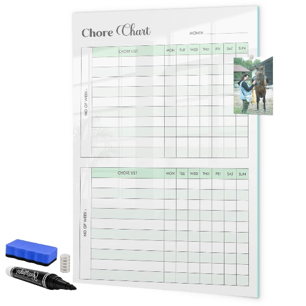 Magnetic dry erase board Household chores planner for the family