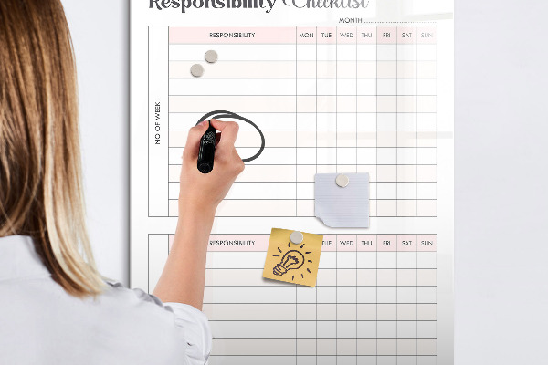 Dry erase board magnetic List of responsibilities for each month