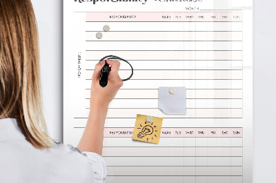 Dry erase board magnetic List of responsibilities for each month