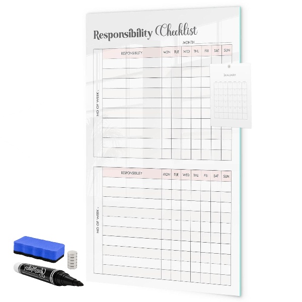 Dry erase board magnetic List of responsibilities for each month
