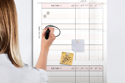 Dry erase board magnetic List of responsibilities for each month