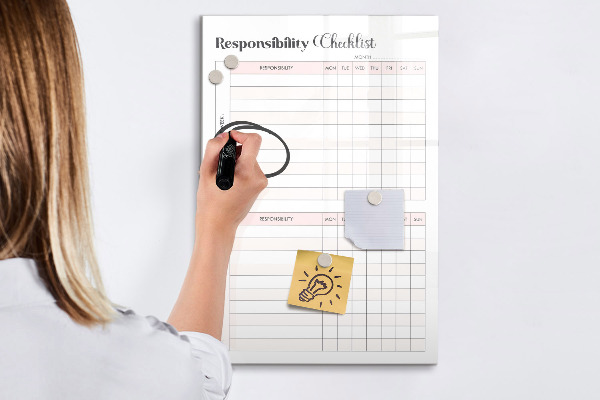 Dry erase board magnetic List of responsibilities for each month