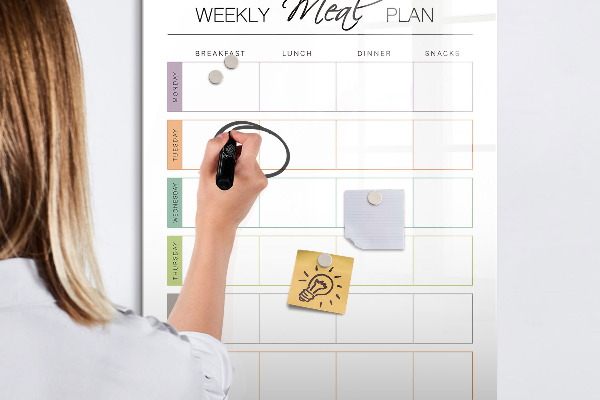 Magnetic dry erase board Meal planner for the whole week