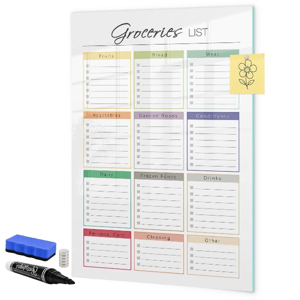 Dry erase board magnetic Shopping list with space for photos