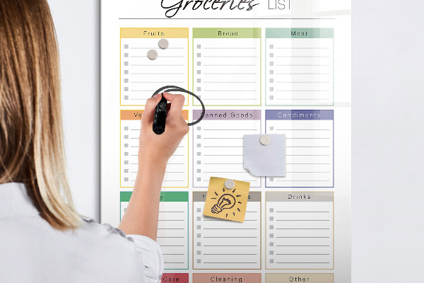 Dry erase board magnetic Shopping list with space for photos