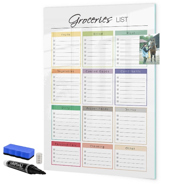 Dry erase board magnetic Shopping list with space for photos