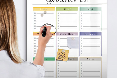 Dry erase board magnetic Shopping list with space for photos