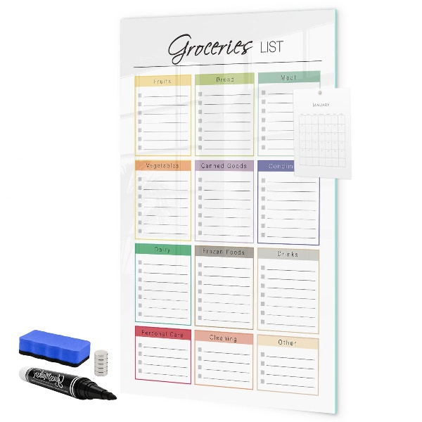 Dry erase board magnetic Shopping list with space for photos