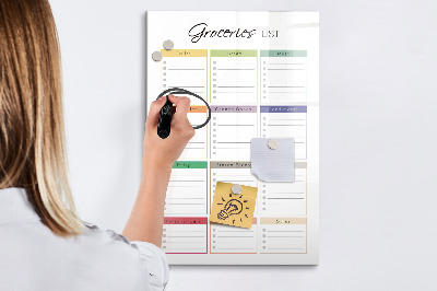 Dry erase board magnetic Shopping list with space for photos