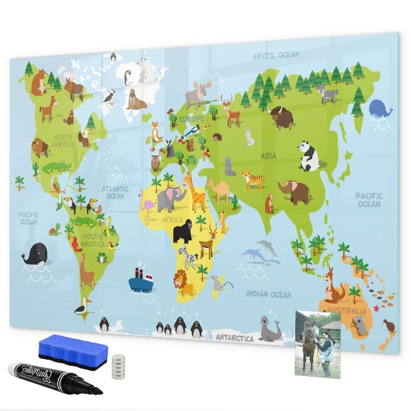 Dry erase board magnetic Interactive map with photos and notes