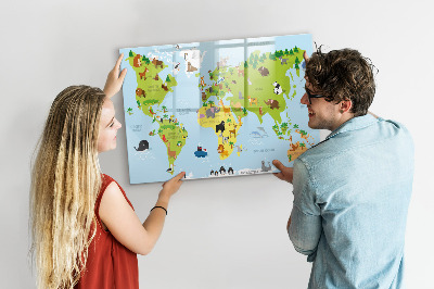 Dry erase board magnetic Interactive map with photos and notes