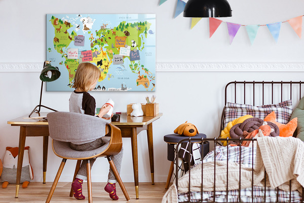 Dry erase board magnetic Interactive map with photos and notes