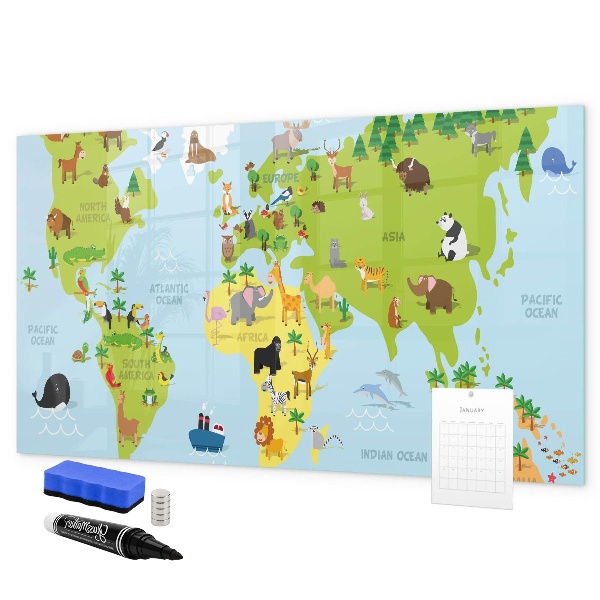 Dry erase board magnetic Interactive map with photos and notes